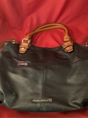 kathy ireland Black Tote with Tan Handles